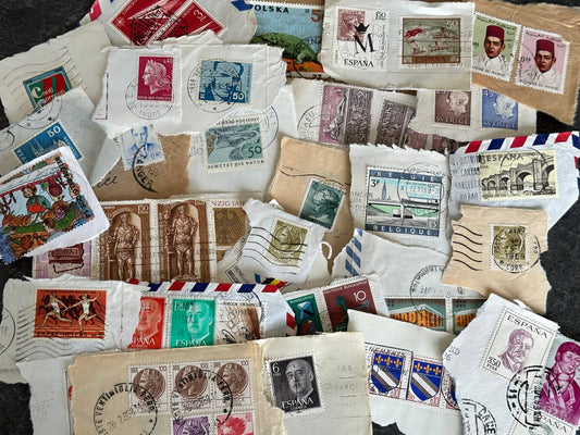 Vintage & Junk Journal Stamp Set - 30 Pieces (postmarked & free shipping) - 002